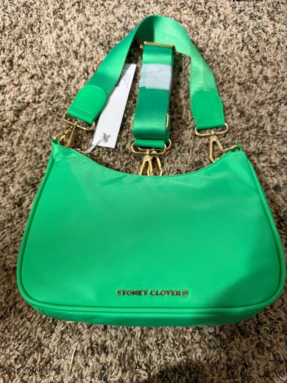 STONEY CLOVER LANE CURVED CROSSBODY BAG PURSE W/2 Straps In Avocado Color